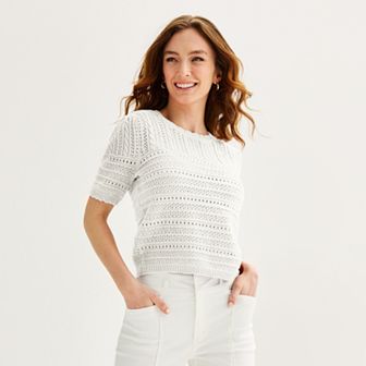 Women's Draper James Short Sleeve Pointelle Sweater