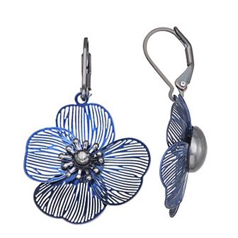 Simply Vera Vera Wang Leverback Small Flower Drop Earrings