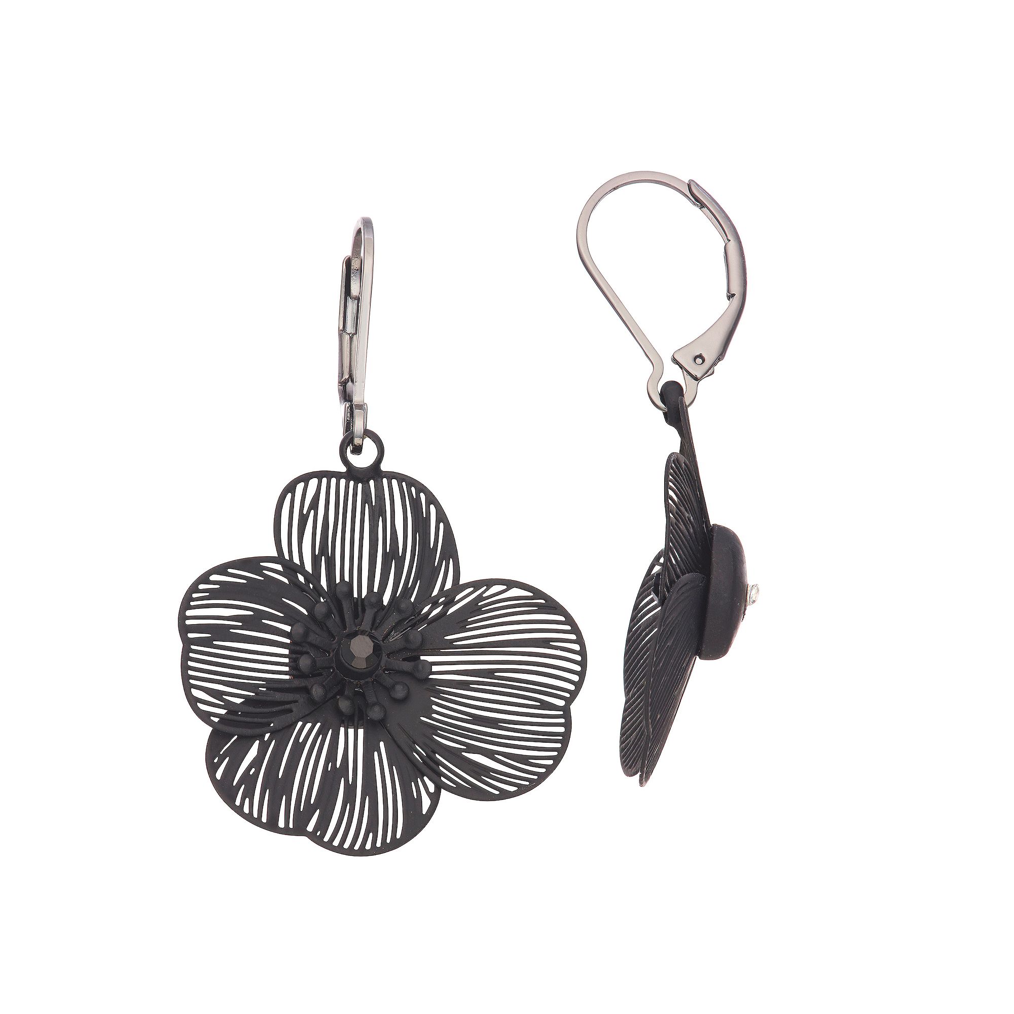 Simply Vera Vera Wang Leverback Small Flower Drop Earrings, Womens, Tone