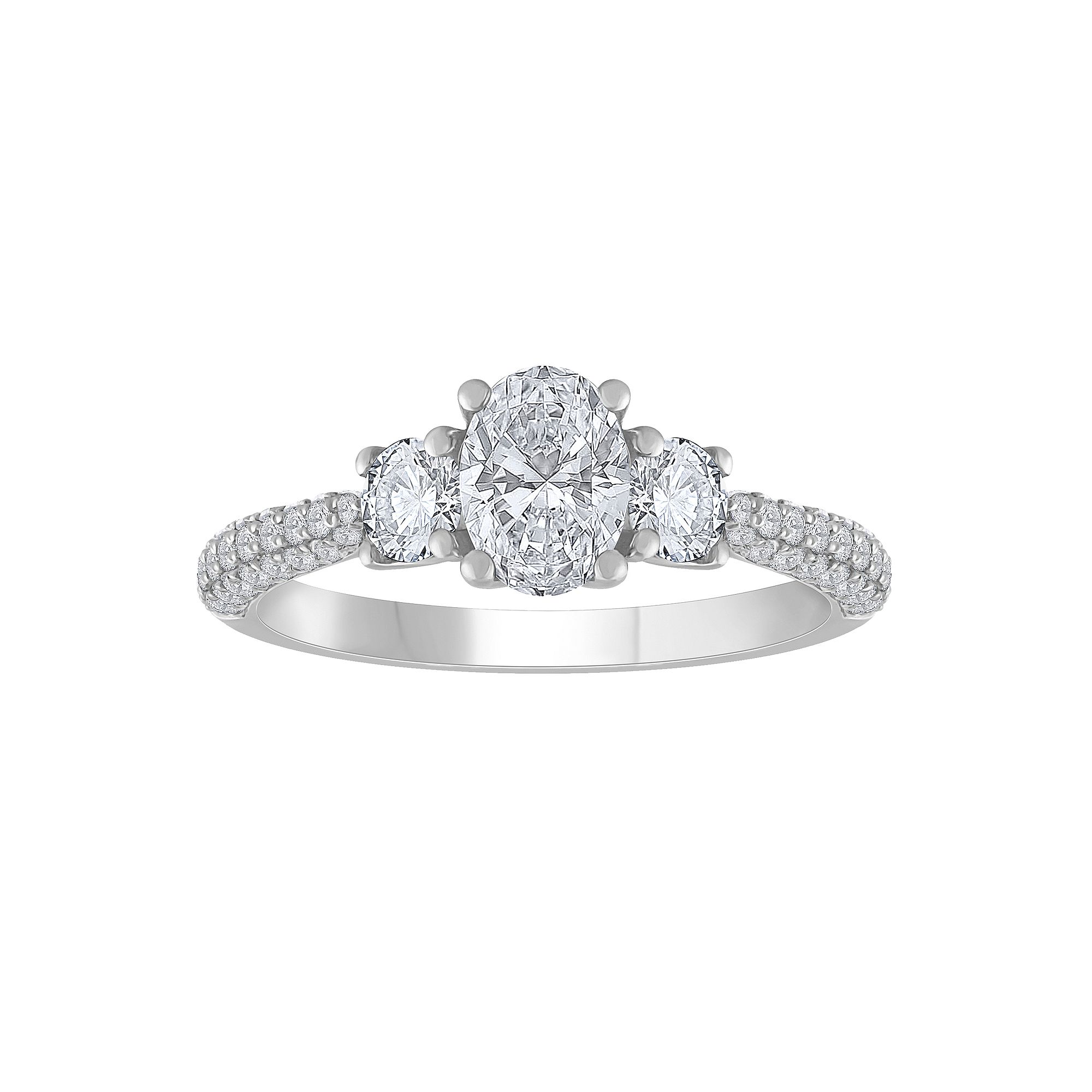 Diamond Medley 14k White Gold 1 1/2 Carat T.W. Lab-Grown Diamond Oval 3-Sto