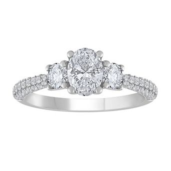 Galaxie Solaire 14k White Gold 1 1/2 Carat T.W. Lab-Grown Diamond Oval 3-Stone Ring