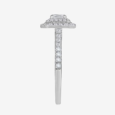 Galaxie Solaire 14k White Gold 1 Carat T.W. Lab-Grown Diamond Cushion Halo Ring