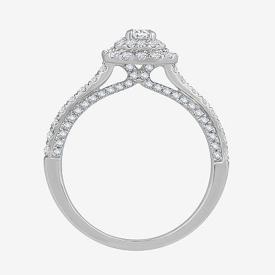 Galaxie Solaire 14k White Gold 1 Carat T.W. Lab-Grown Diamond Cushion Halo Ring