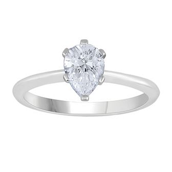 Diamond Medley 14k White Gold 1 Carat T.W. Lab-Grown Diamond Pear Solitaire Ring