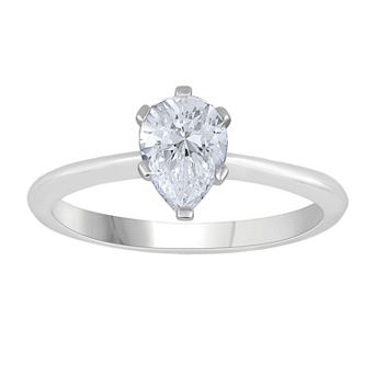 Galaxie Solaire 14k White Gold 1 Carat T.W. Lab-Grown Diamond Pear Solitaire Ring