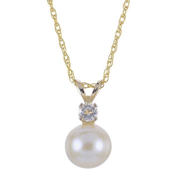 PearLustre by Imperial 10k Gold Freshwater Cultured Pearl & White Topaz ...