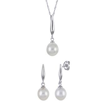 PearLustre by Imperial Sterling Silver Freshwater Cultured Pearl Pendant & Drop Earring Set