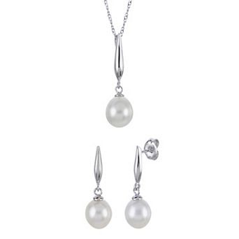PearLustre by Imperial Sterling Silver Freshwater Cultured Pearl Pendant & Drop Earring Set