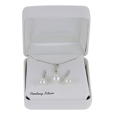 PearLustre by Imperial Sterling Silver Freshwater Cultured Pearl Pendant and Drop Earring Set