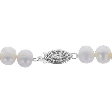 PearLustre by Imperial Sterling Silver Freshwater Cultured Pearl Necklace, Bracelet, and Earrings Set