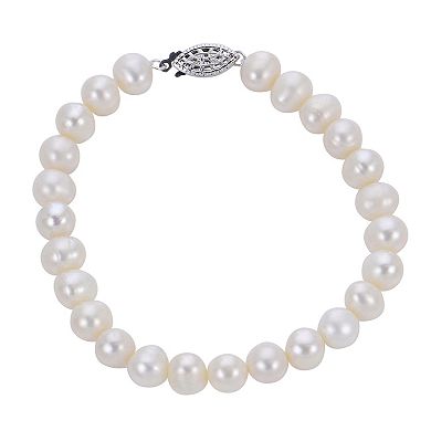 PearLustre by Imperial Sterling Silver Freshwater Cultured Pearl Necklace, Bracelet, and Earrings Set
