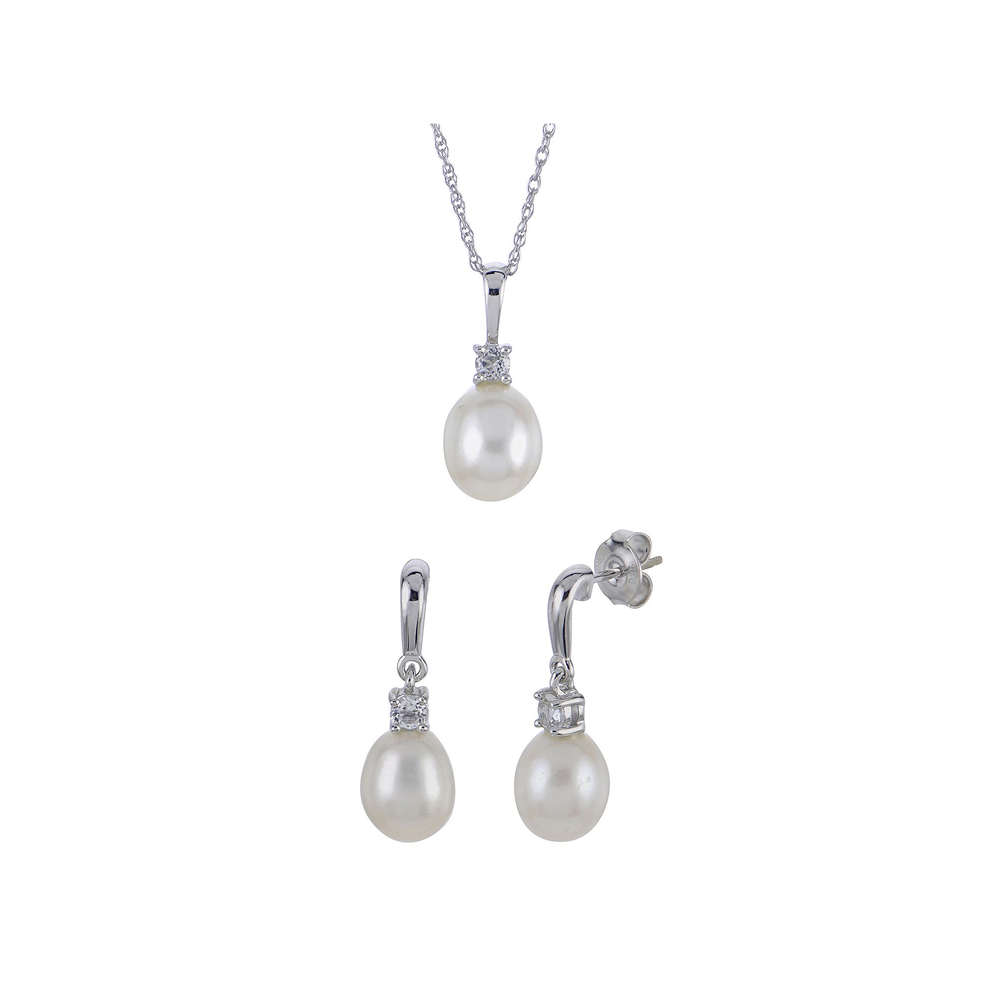 PearLustre by Imperial Sterling Silver Freshwater Cultured Pearl & White T