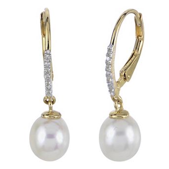 PearLustre by Imperial  14K Gold Plated Freshwater Cultured Pearl & White Topaz Earrings