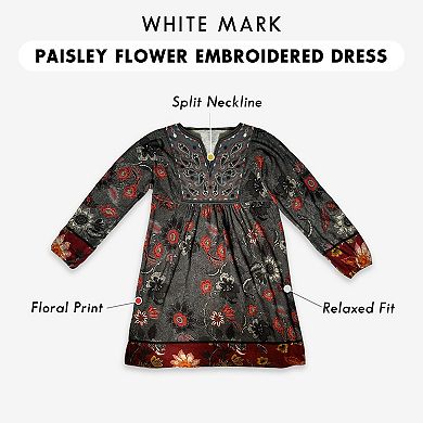 Plus Size White Mark Floral Embroidered Sweater Dress