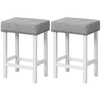 2 Pieces Counter Height Bar Stools with Sponge Padded Cushion
