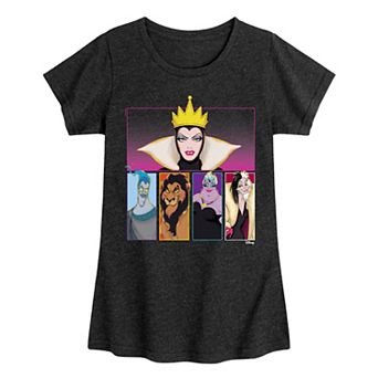 Disney Villains Girls 7-16 Grid Graphic Tee