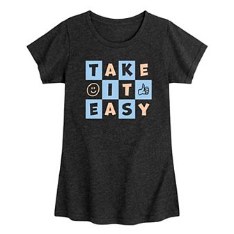 Girls Take It Easy Checker Graphic Tee