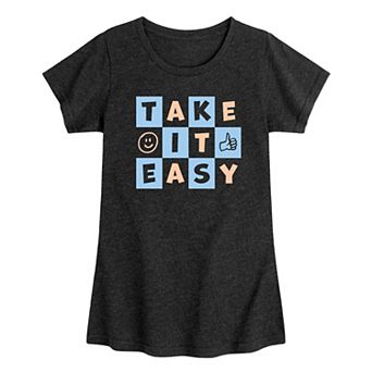 Girls Take It Easy Checker Graphic Tee
