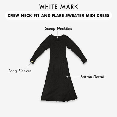 Women's White Mark Scoop Neck Sweater Midi Dress