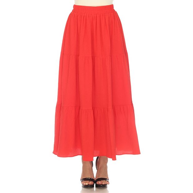 Women s White Mark Pleated Tiered Maxi Skirt