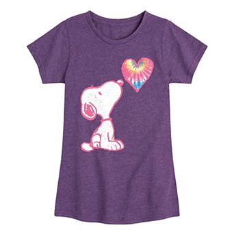 Girls Peanuts Snoopy Rainbow Heart Graphic Tee