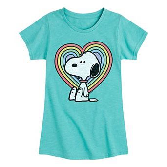 Girls Peanuts Snoopy Pastel Heart Graphic Tee