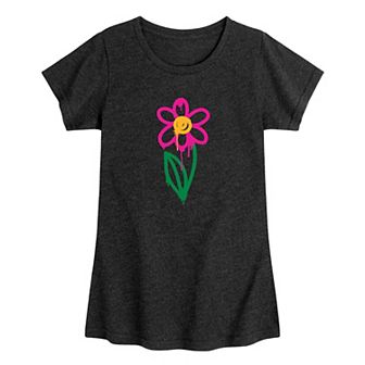 Girls Spray Paint Flower Graphic Tee