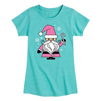 Girls Pink Santa Graphic Tee