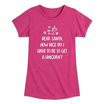 Girls Dear Santa Unicorn Graphic Tee