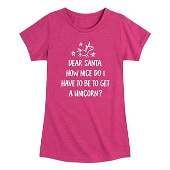 Girls Dear Santa Unicorn Graphic Tee