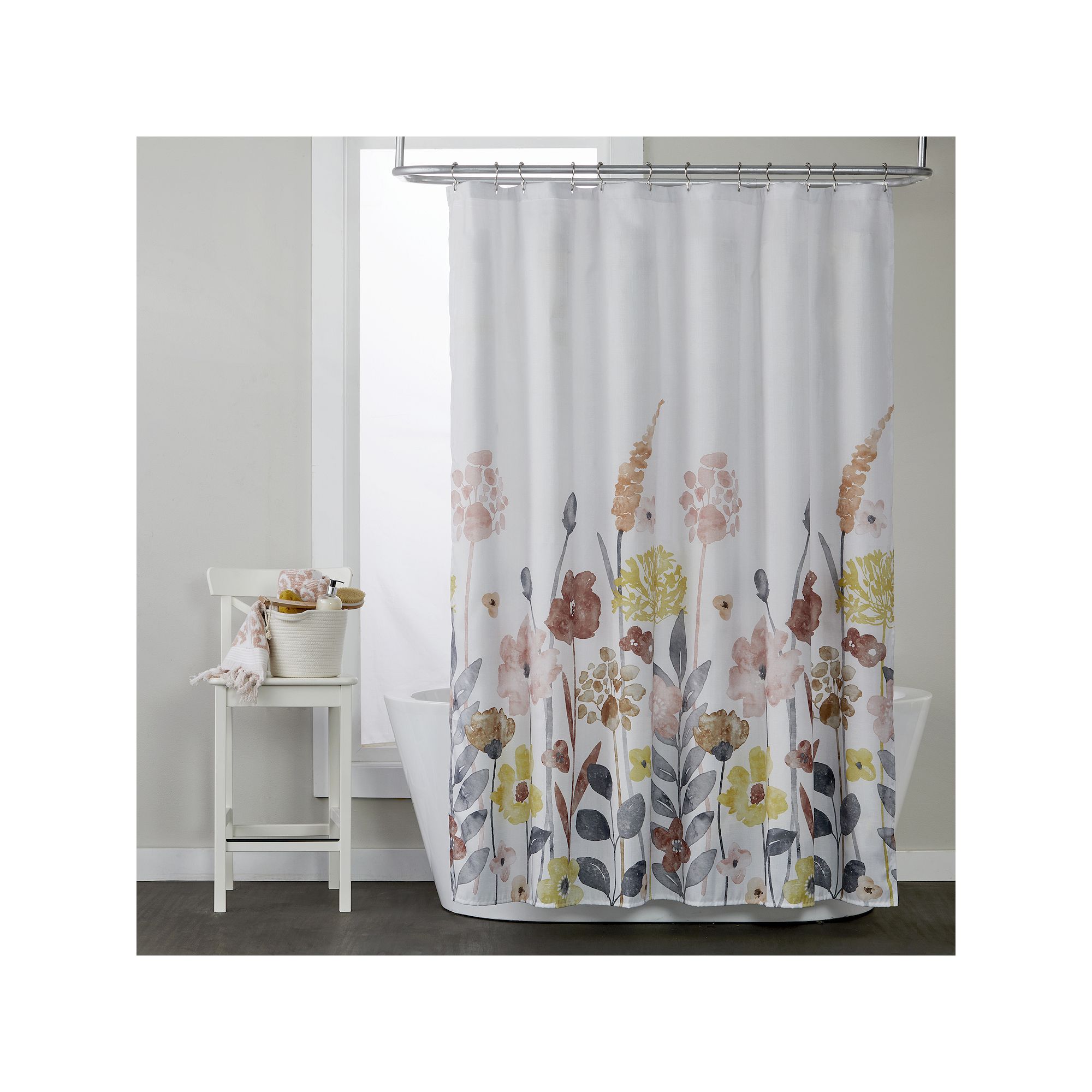 The Big One® Floral Shower Curtain, Size: 72X70, White