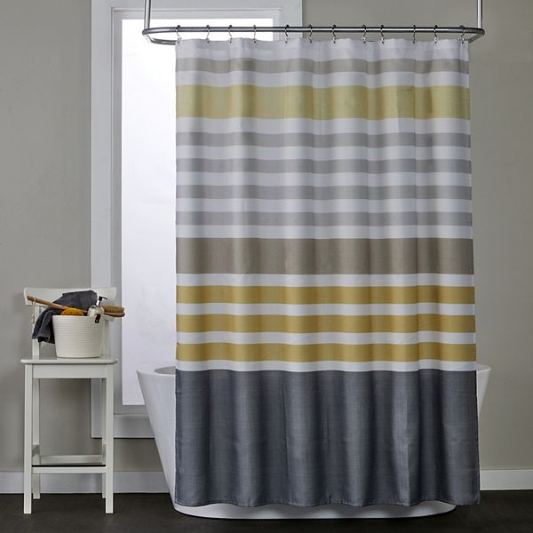 The Big One® Stripe Fabric Shower Curtain - Gold White Gray