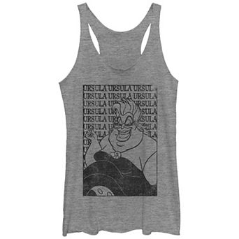 Disney Villains The Little Mermaid Ursula Name Stack Background Juniors' Tri-Blend Racerback Tank Top