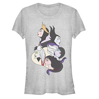 Disney Villains Wicked Ladies Side Profiles Juniors' Fitted Graphic Tee