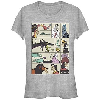 Disney Villains Square Portrait Profiles Juniors' Fitted Graphic Tee