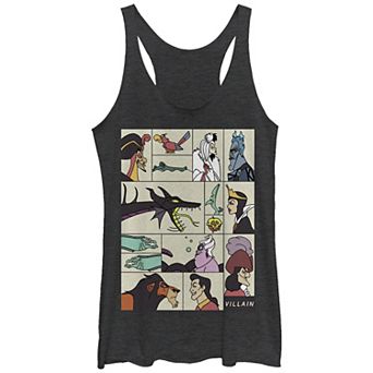 Disney Villains Square Portrait Profiles Juniors' Tri-Blend Racerback Tank Top