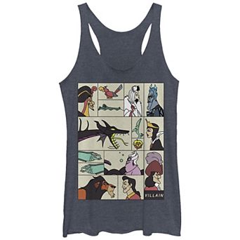 Disney Villains Square Portrait Profiles Juniors' Tri-Blend Racerback Tank Top