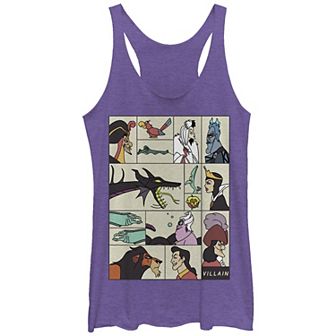Disney Villains Square Portrait Profiles Juniors' Tri-Blend Racerback Tank Top