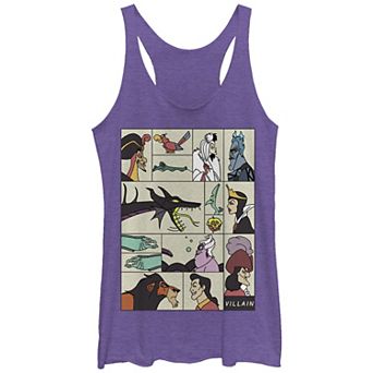 Disney Villains Square Portrait Profiles Juniors' Tri-Blend Racerback Tank Top