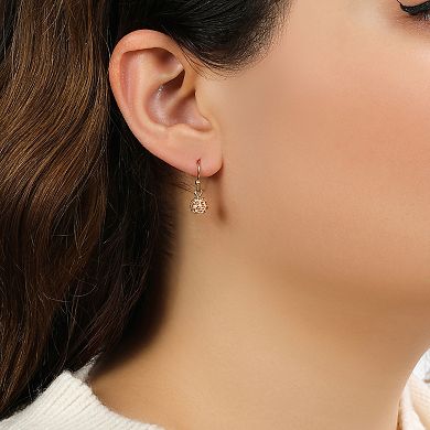 1928 Gold-Tone Pave Ball Drop Earrings