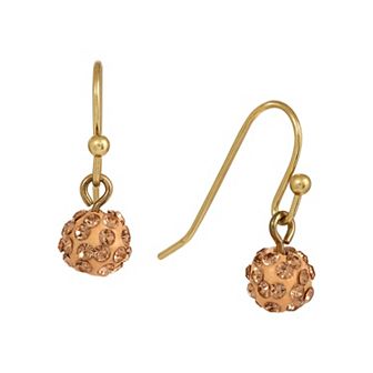 1928 Gold-Tone Pave Ball Drop Earrings
