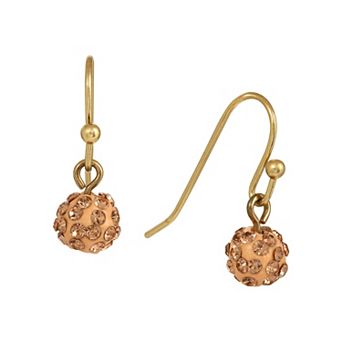 1928 Gold-Tone Pave Ball Drop Earrings