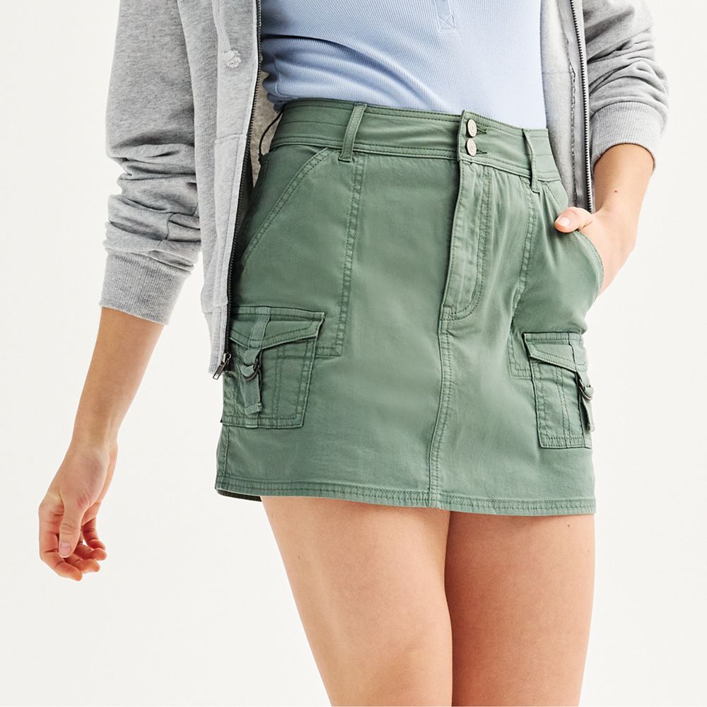 パンツ COURREGES MILITARY GREEN COTTON MINI SKIRT TROUSERS Courreges Military green cotton mini skirt trousers
