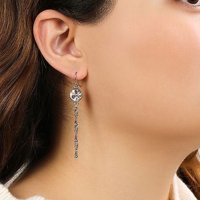 1928 Silver Tone Crystal Chain Drop Earrings