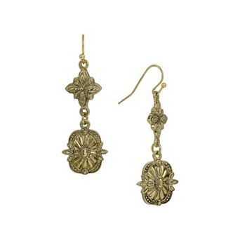 1928 Gold Tone Tailored Drop Earrings