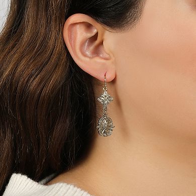 1928 Gold Tone Tailored Drop Earrings