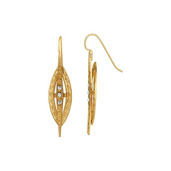 1928 Gold Tone Crystal Drop Earrings