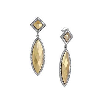 1928 Two Tone Stone Large Two Part Marquise Drop Earrings