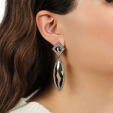 1928 Two Tone Stone Large Two Part Marquise Drop Earrings