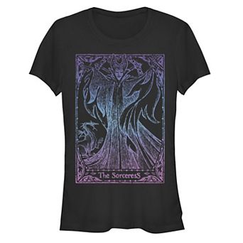 Disney's Sleeping Beauty Maleficent Juniors' The Sorceress Card Graphic Tee
